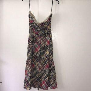 American Eagle Madras print strapless dress